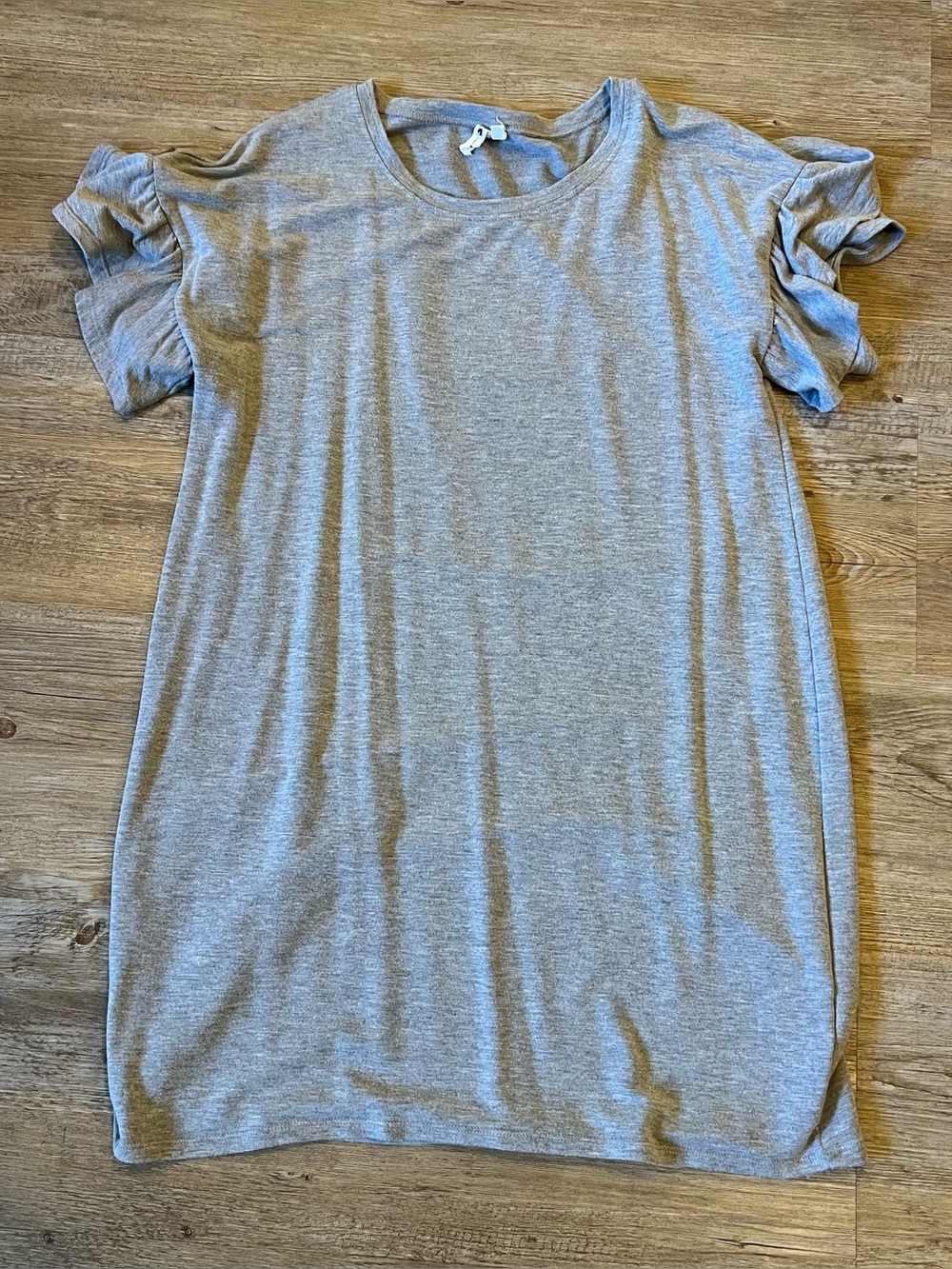 Cable & Gauge Women's Gray Ruffle Sleeve Tee Dress XL casual summer